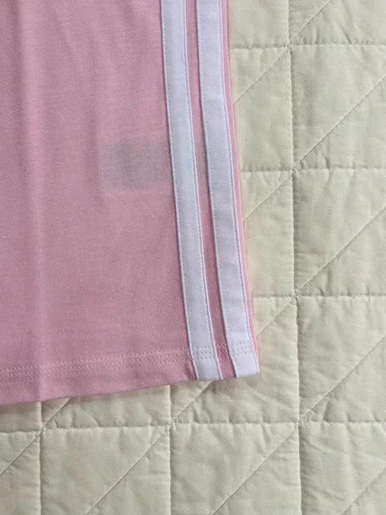 NWT Adidas Essentials 3-Stripes Cotton Tee in Clear Pink - Picture 4 of 6